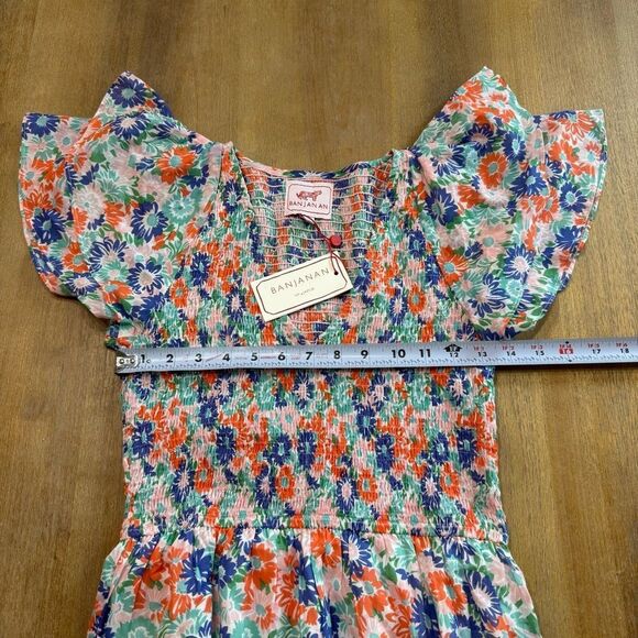 Banjanan Ira Maxi Dress XS Lightweight Cotton Flutter Sleeve Pockets Floral‎ - Picture 2 of 11